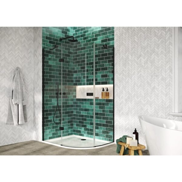 Scudo Athena 1 Door Offset Quadrant Shower Enclosure - 6mm - Matt Black