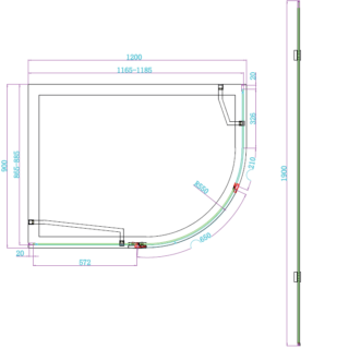 Scudo Athena 1 Door Offset Quadrant Shower Enclosure - 6mm - Matt Black - Image 3