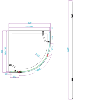 Scudo Athena 1 Door Quadrant Shower Enclosure - 6mm - Matt Black - Image 2