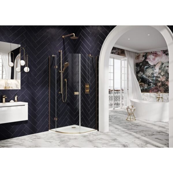 Scudo Athena 1 Door Quadrant Shower Enclosure - 6mm - Brushed Brass