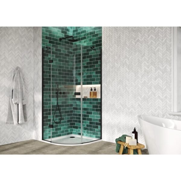 Scudo Athena 1 Door Quadrant Shower Enclosure - 6mm - Matt Black