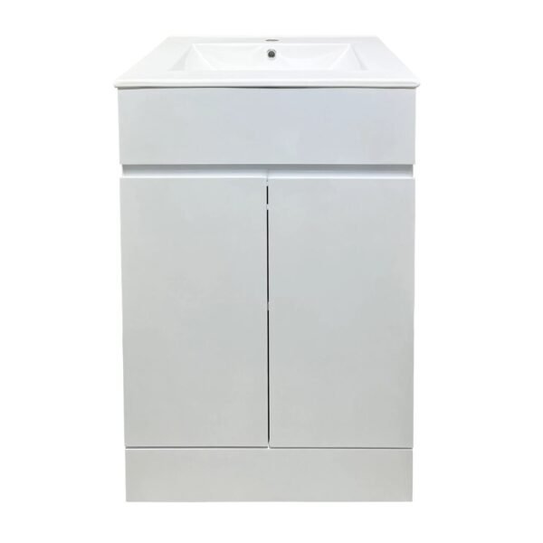 Kartell Atlantis 2 Door Floor Standing Vanity Unit With Basin - 500mm Wide - 1 TH - Lacquering White