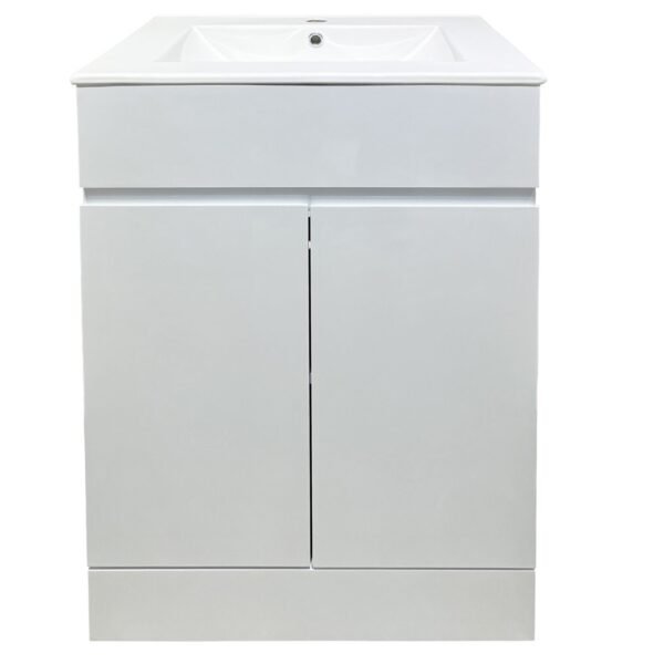 Kartell Atlantis 2 Door Floor Standing Vanity Unit With Basin - 600mm Wide - 1 TH - Lacquering White