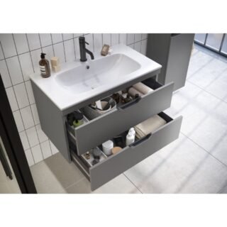 Scudo Aubrey 2 Drawer Wall Hung Vanity Unit With Basin - 1 TH - Image 2
