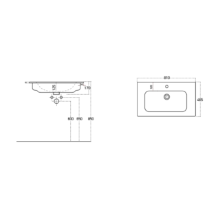 Scudo Aubrey 2 Drawer Wall Hung Vanity Unit With Basin - 1 TH - Image 9