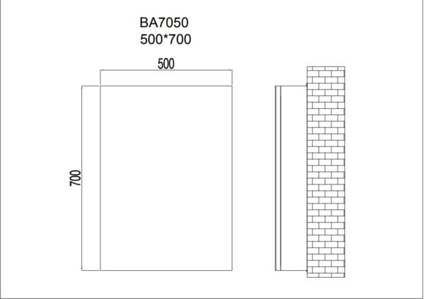 Kartell Badminton 1 Door Non Illuminated Mirror Cabinet - 700mm x 500mm - Image 3