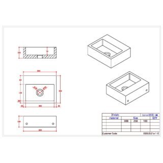 Scudo Sanctuary Rectangular Wall Hung Basin - 300mm Wide - Image 2