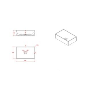 Scudo Sanctuary Rectangular Countertop Basin - 420mm Wide - Image 2