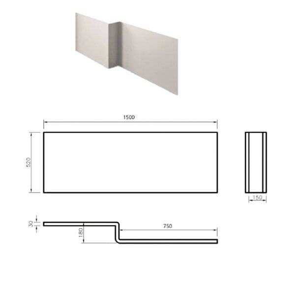 Kartell Elite Bath Front Panel - Gloss White - Image 2