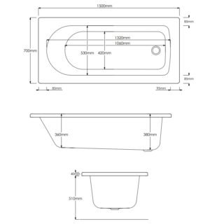 Kartell Proton Contract Single Ended Bath - No TH - Gloss White - Image 4