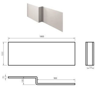 Kartell Elite Bath Front Panel - Gloss White - Image 5