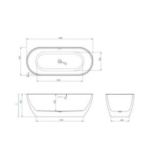 Scudo Form Double Ended Freestanding Bath - 1650mm x 750mm - White - Image 2