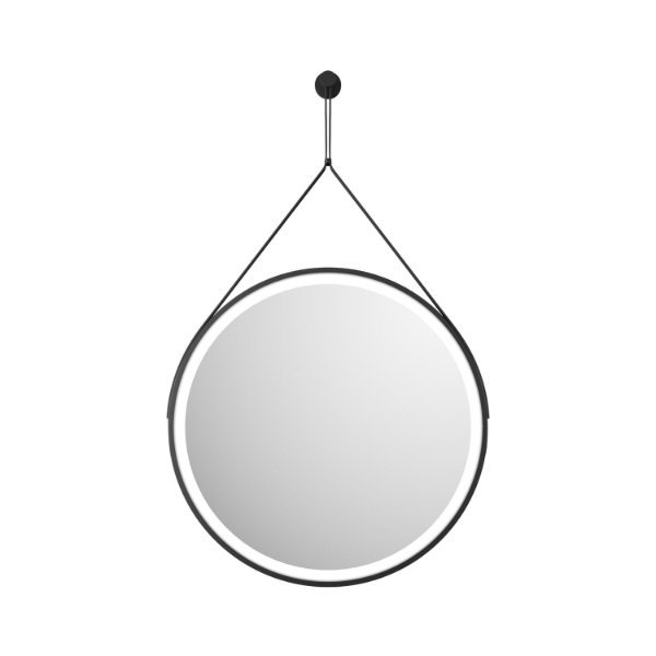 Scudo Belini Round LED Hanging Mirror - 600mm Wide - Matt Black
