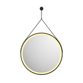 Scudo Belini Round LED Hanging Mirror - 600mm Wide - Matt Black - Image 4