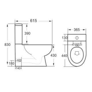 Scudo Belini Rimless Closed Back Close Coupled Toilet With Cistern and Seat - White - Image 2