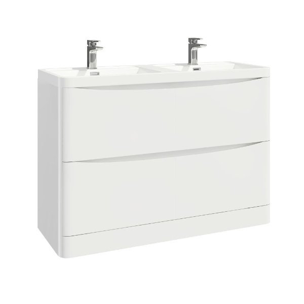 Scudo Bella Vanity Double Basin - 1200mm Wide - 2 Tap Hole - White