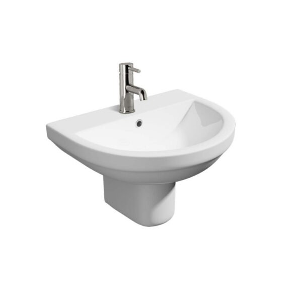 Kartell Bijoux Basin With Semi Pedestal - 550mm Wide - 1 TH - White