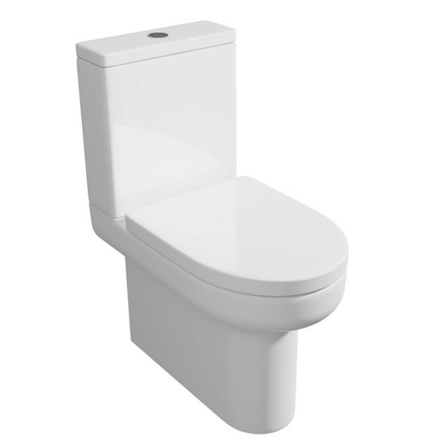 Kartell Bijoux Rimless Close To Wall Close Coupled Toilet with Push Button Cistern And Soft Close Seat - White