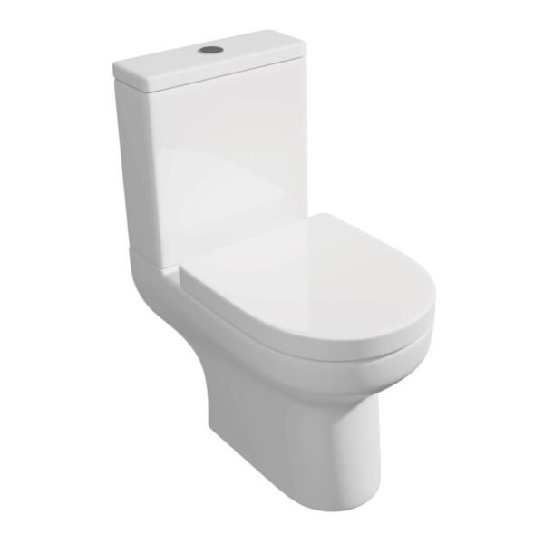 Kartell Bijoux Rimless Close Coupled Toilet with Push Button Cistern And Soft Close Seat - White