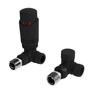Kartell Design Twin Pack Thermostatic Corner Radiator Valve - Black