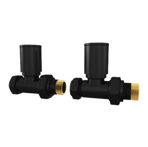Kartell Straight Radiator Valve 15mm Pair - Black