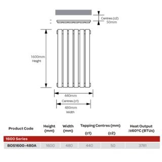 Kartell Boston Single Panel Vertical Designer Radiator - Textured Grey - Image 3