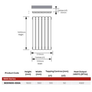Kartell Boston Single Panel Vertical Designer Radiator - Textured Grey - Image 4