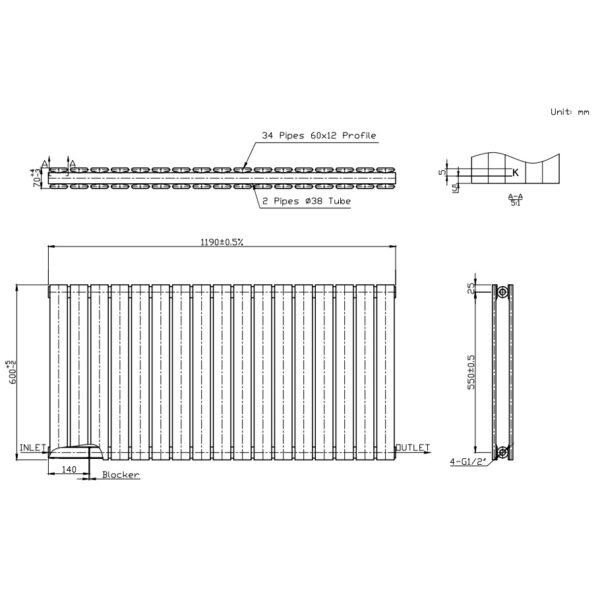 Kartell Boston Double Panel Horizontal Designer Radiator - White - Image 4