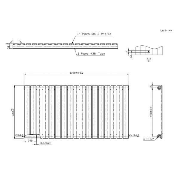 Kartell Boston Single Panel Horizontal Designer Radiator - White - Image 4