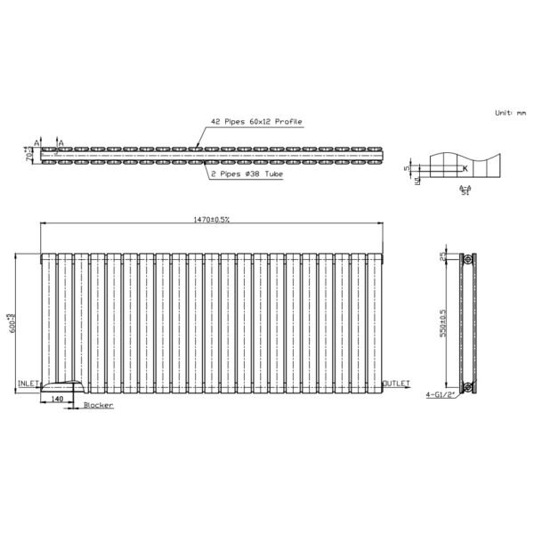 Kartell Boston Double Panel Horizontal Designer Radiator - White - Image 3