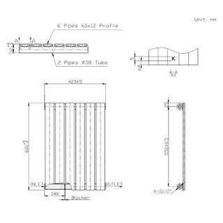 Kartell Boston Single Panel Horizontal Designer Radiator - White - Image 2
