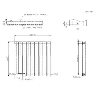 Kartell Boston Double Panel Horizontal Designer Radiator - White - Image 5