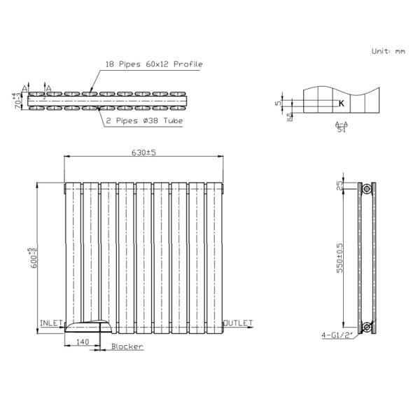 Kartell Boston Double Panel Horizontal Designer Radiator - White - Image 5