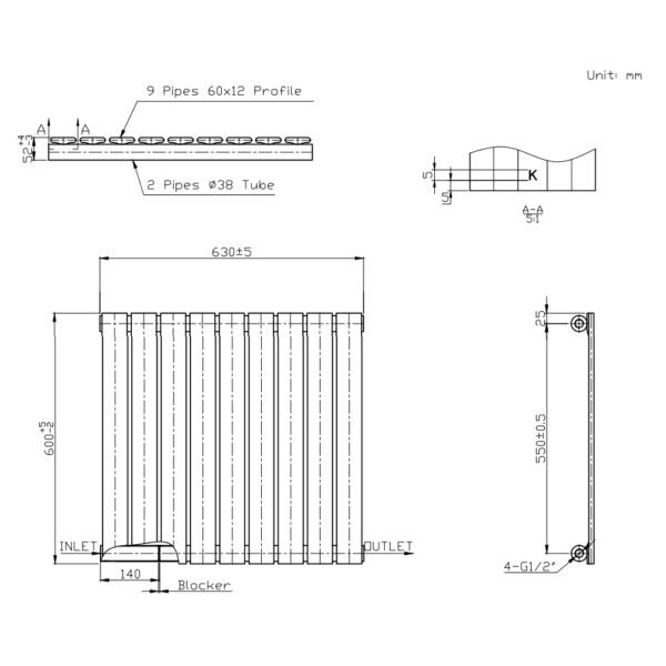 Kartell Boston Single Panel Horizontal Designer Radiator - White - Image 5