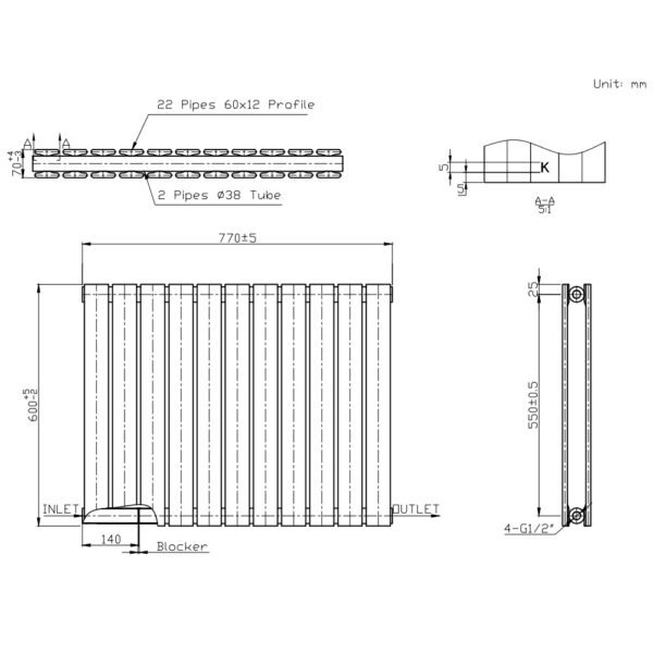 Kartell Boston Double Panel Horizontal Designer Radiator - White - Image 6