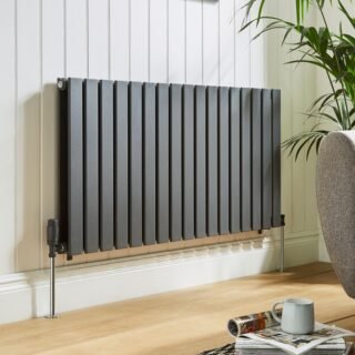 Kartell Boston Single Panel Horizontal Designer Radiator - Textured Grey - Image 2