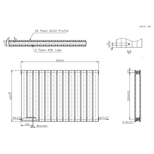 Kartell Boston Double Panel Horizontal Designer Radiator - White - Image 7