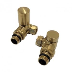 Kartell Corner Radiator Valve Pair - Brushed Brass