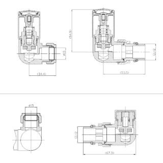 Kartell Corner Radiator Valve Pair - Brushed Brass - Image 2