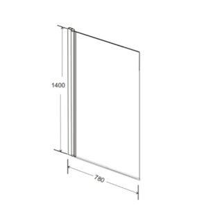 Kartell Square Edge Shower Bath Screen - 6mm Glass - 1400mm x 780mm - Brushed Brass - Image 2