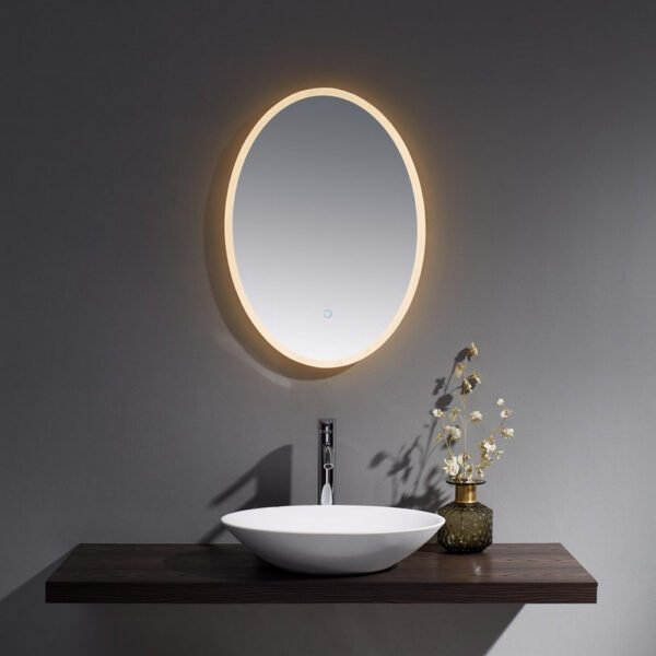 Kartell Burleigh Oval Illuminated Mirror With White Acrylic Edge - 700mm x 500mm - Image 4