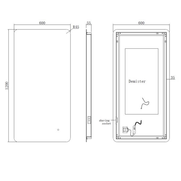 Kartell Calcot Frameless Back Lit Illuminated Mirror - 1200mm x 600mm - Image 2