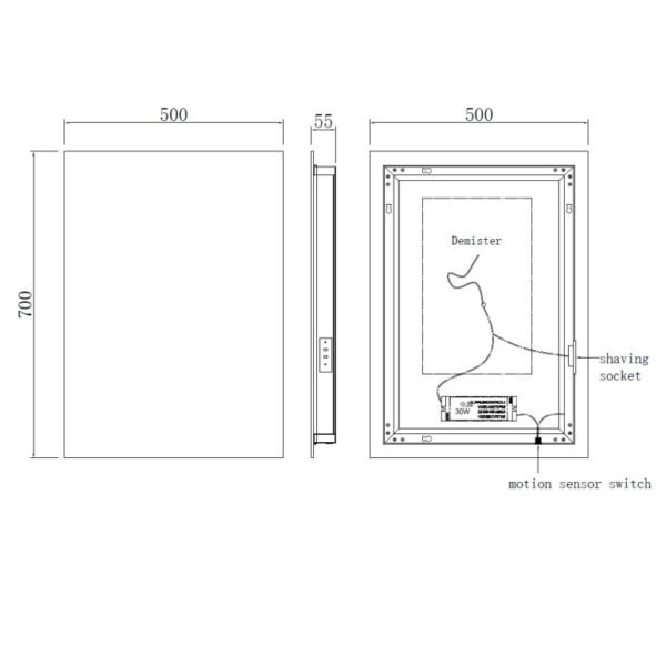 Kartell Como LED Illuminated Mirror - 700mm x 500mm - Image 2