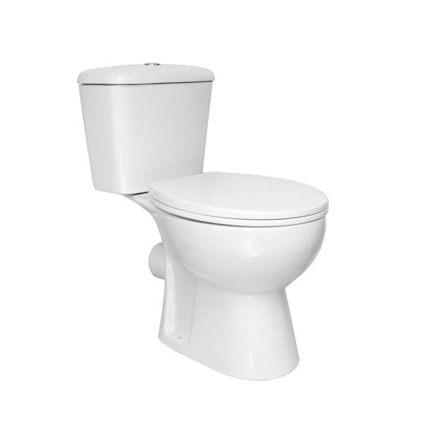 Scudo Pronto Open Back Close Coupled Toilet With Cistern And Soft Close Seat - Gloss White