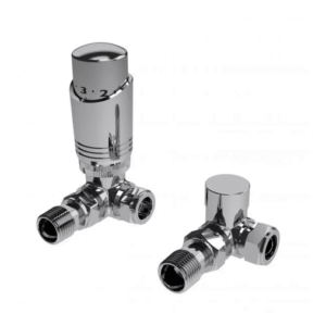 Kartell Design Twin Pack Thermostatic Corner Radiator Valve - Chrome