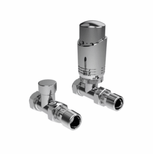Kartell Design Twin Pack Thermostatic Straight Radiator Valve - Chrome
