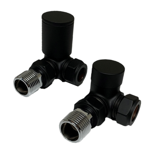 Kartell Corner Radiator Valve 15mm Pair - Black