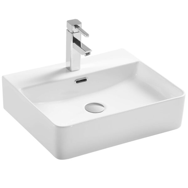 Kartell Essential Countertop Basin With Integrated Overflow - 420mm Wide - 1 TH - Gloss White