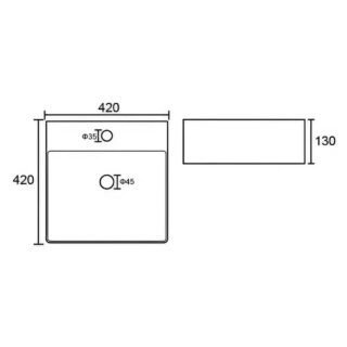 Kartell Essential Countertop Basin With Integrated Overflow - 420mm Wide - 1 TH - Gloss White - Image 2