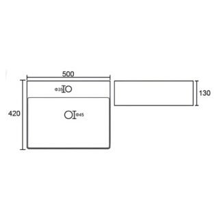 Kartell Essential Countertop Basin With Integrated Overflow - 500mm Wide - 1 TH - Gloss White - Image 2